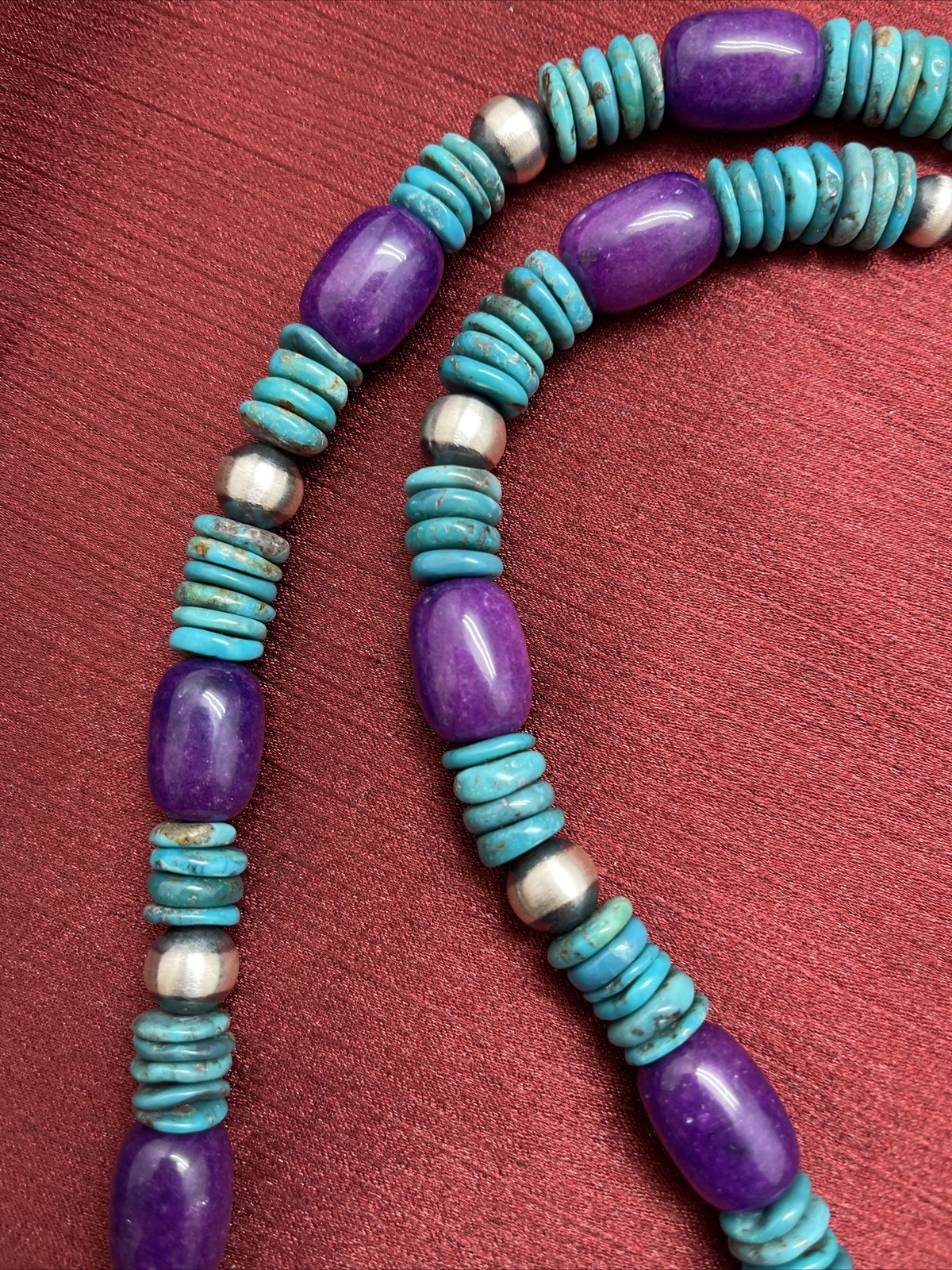 without tags Sterling silver Turquoise sugilite Necklace 19 Inch G2U