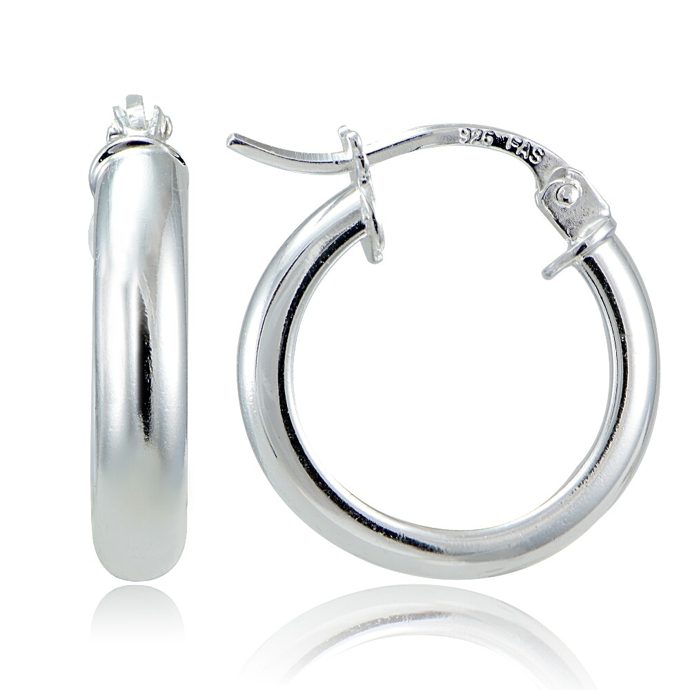 2mm Textured Click-Top Round Sterling Silver 20mm Hoop Earrings