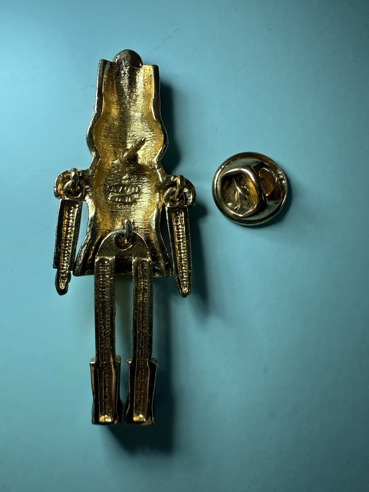 Vintage Avon Articulated Brooch Pin Nutcracker Toy Soldier Rhinestone Enamel