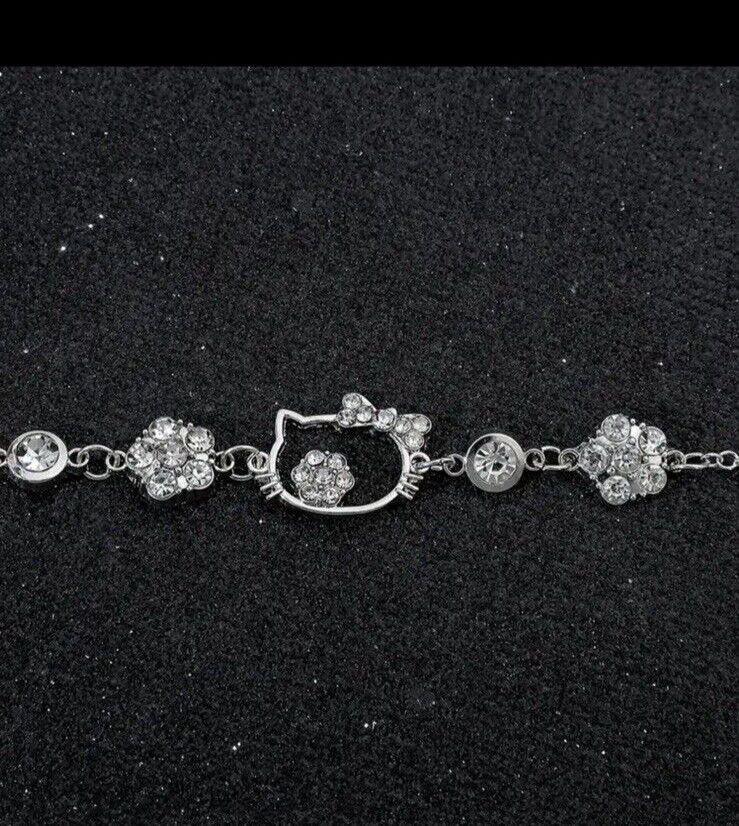 Sanrio Hello Kitty Pendant Bracelet, Cat And Flowers Design