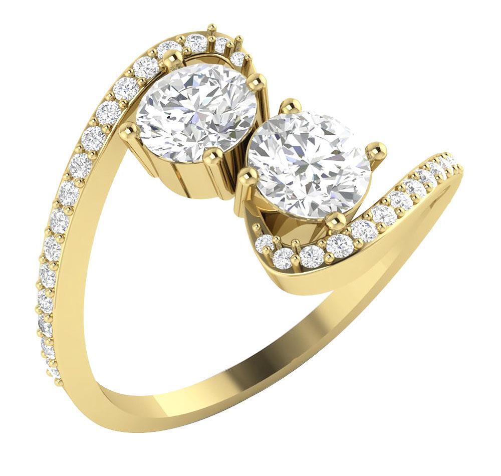 Forever Us Two Stone Lab Grown Diamond Solitaire Ring VS1 F 1.60 Carat 14K Gold