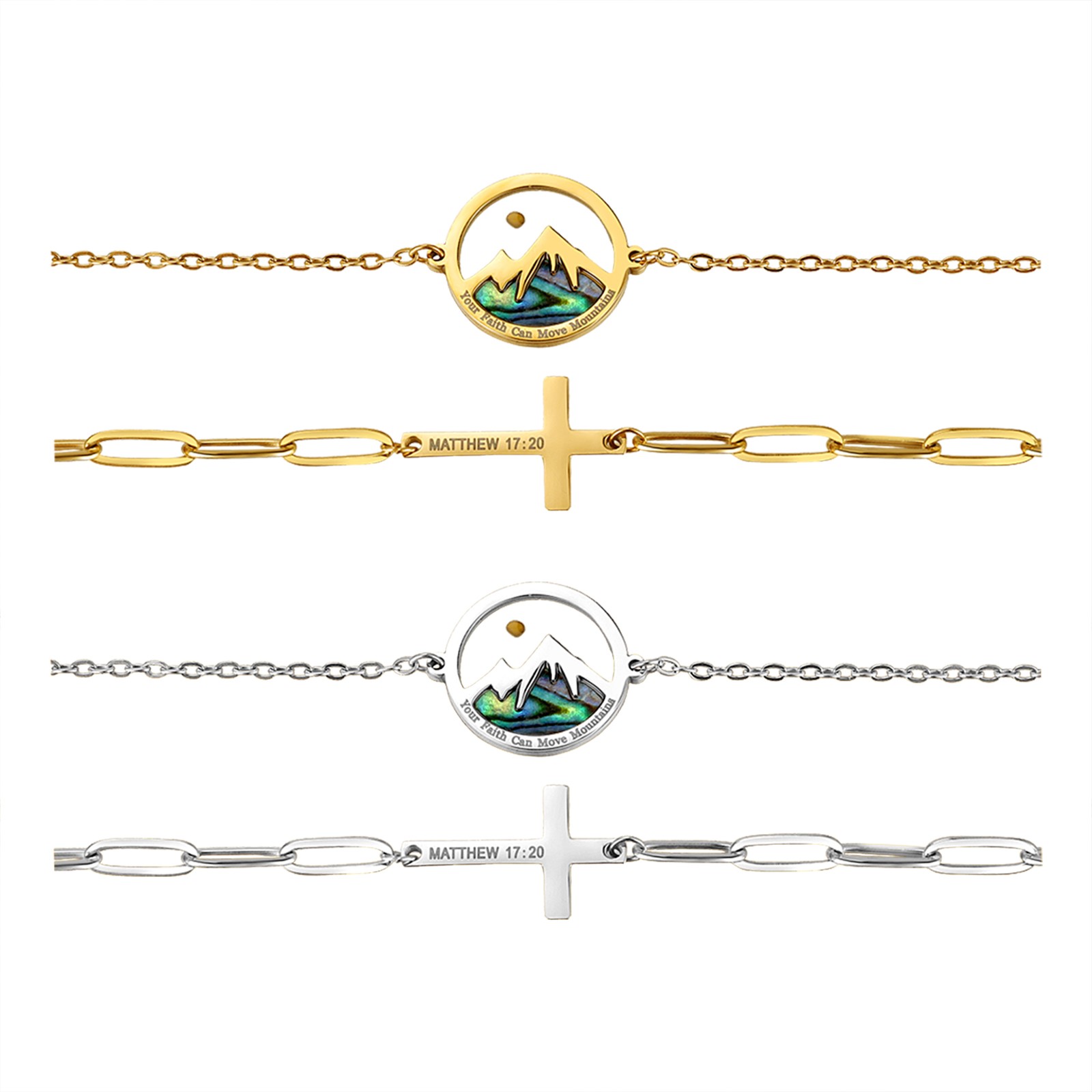2Pcs Womens Christian Mustard Seed Cross Bracelet Faith Gift For First Communion