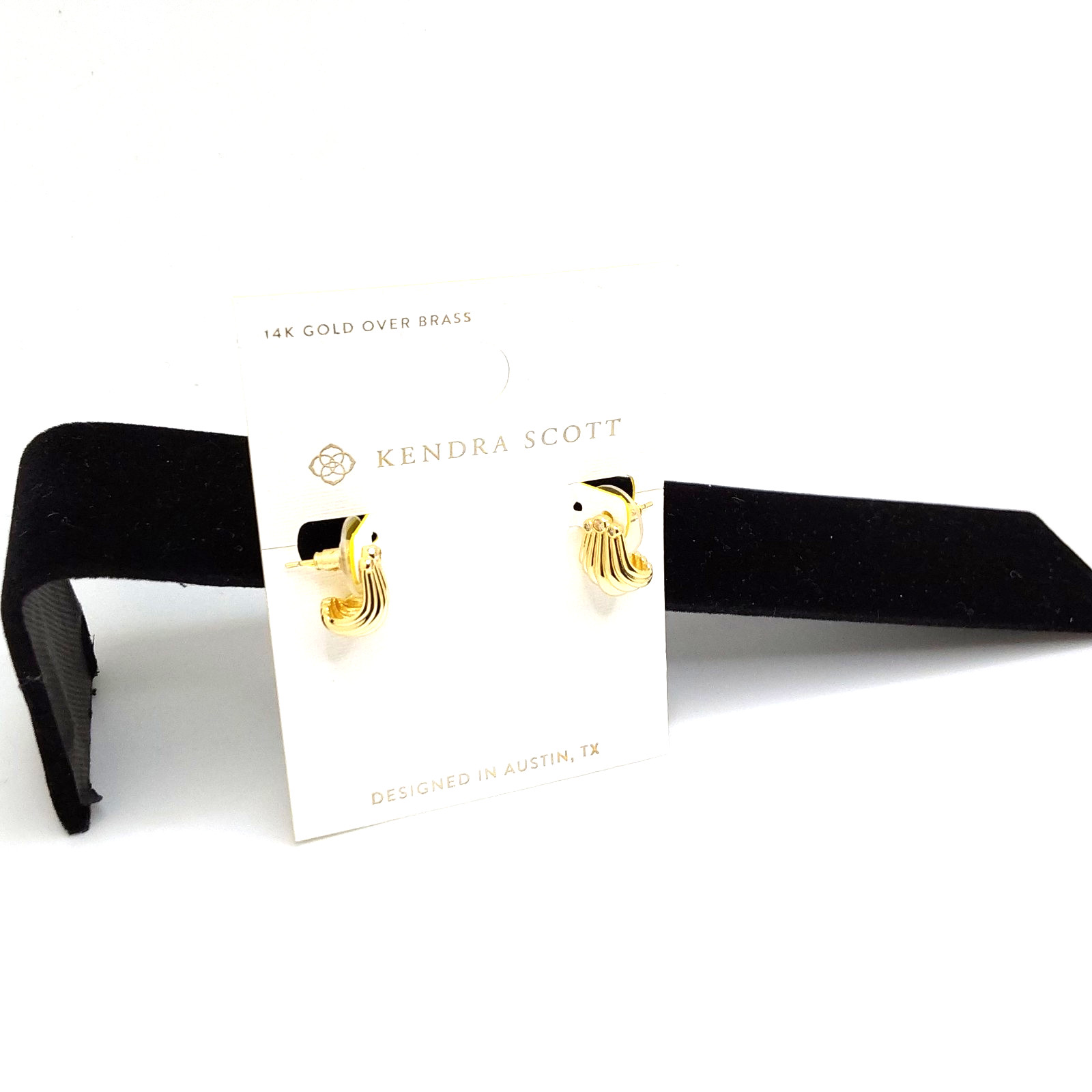 Kendra Scott Isla 14k Over Brass Sculptural Ribbed Fluted Wave Huggie Earrings