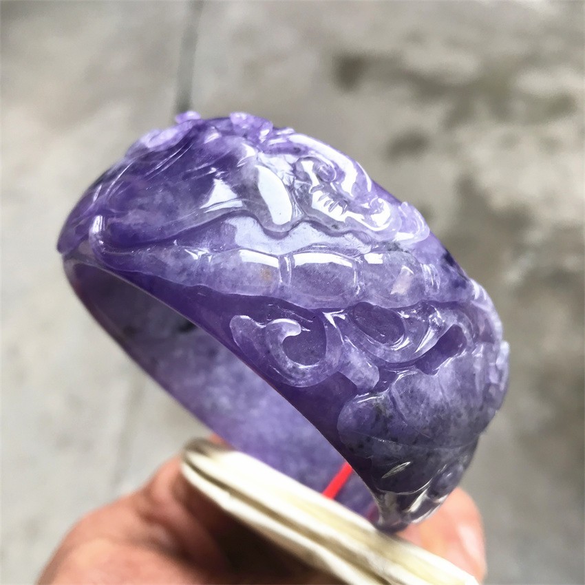 61MM Natural Icy Lavender Jadeite Jade Bracelet Burma Jadeite Jade Bangle