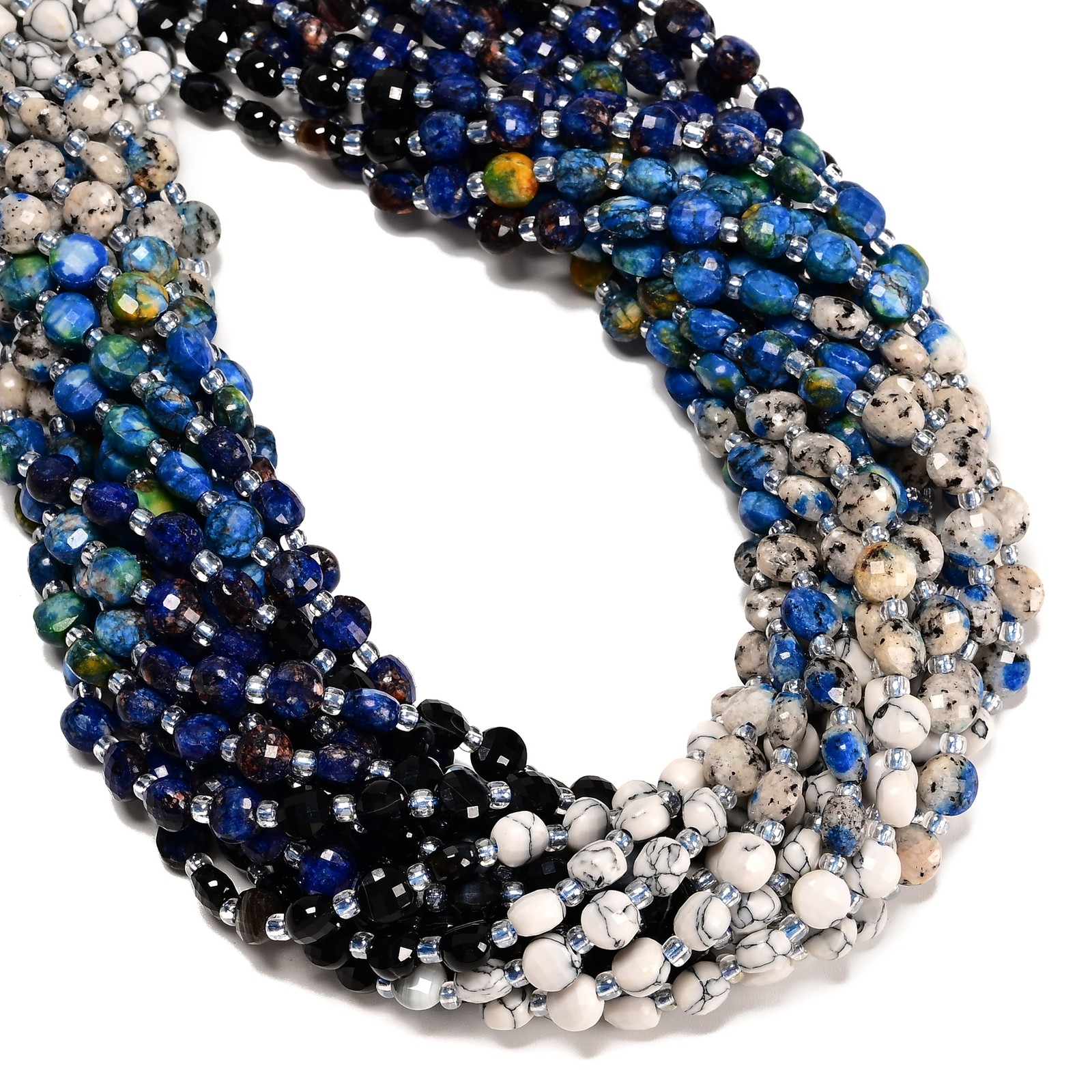 03-Gradient Multi-color Gemstone Faceted Coin Beads Size 6mm 15.5″ Strand