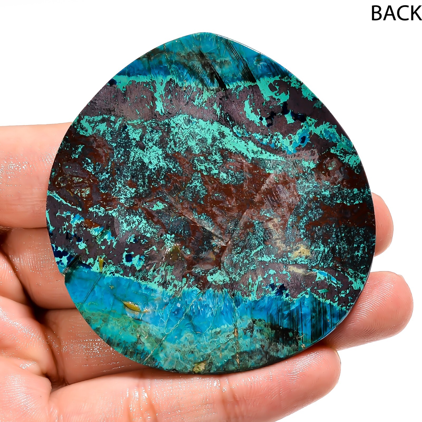 258.45Ct 100%Natural Azurite Chrysocolla Heart Cabochon Loose Gemstone 62x65x4mm