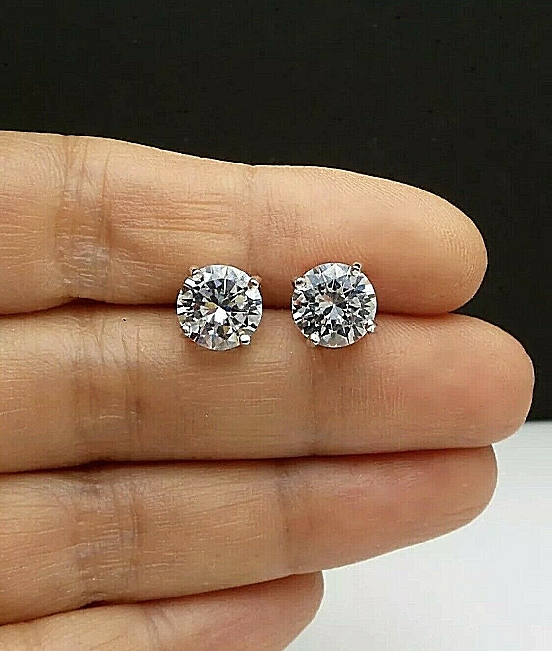 6.00 Ct Cut FL/D Certified Moissanite Solitaire Stud Earrings 14K White Gold 9mm
