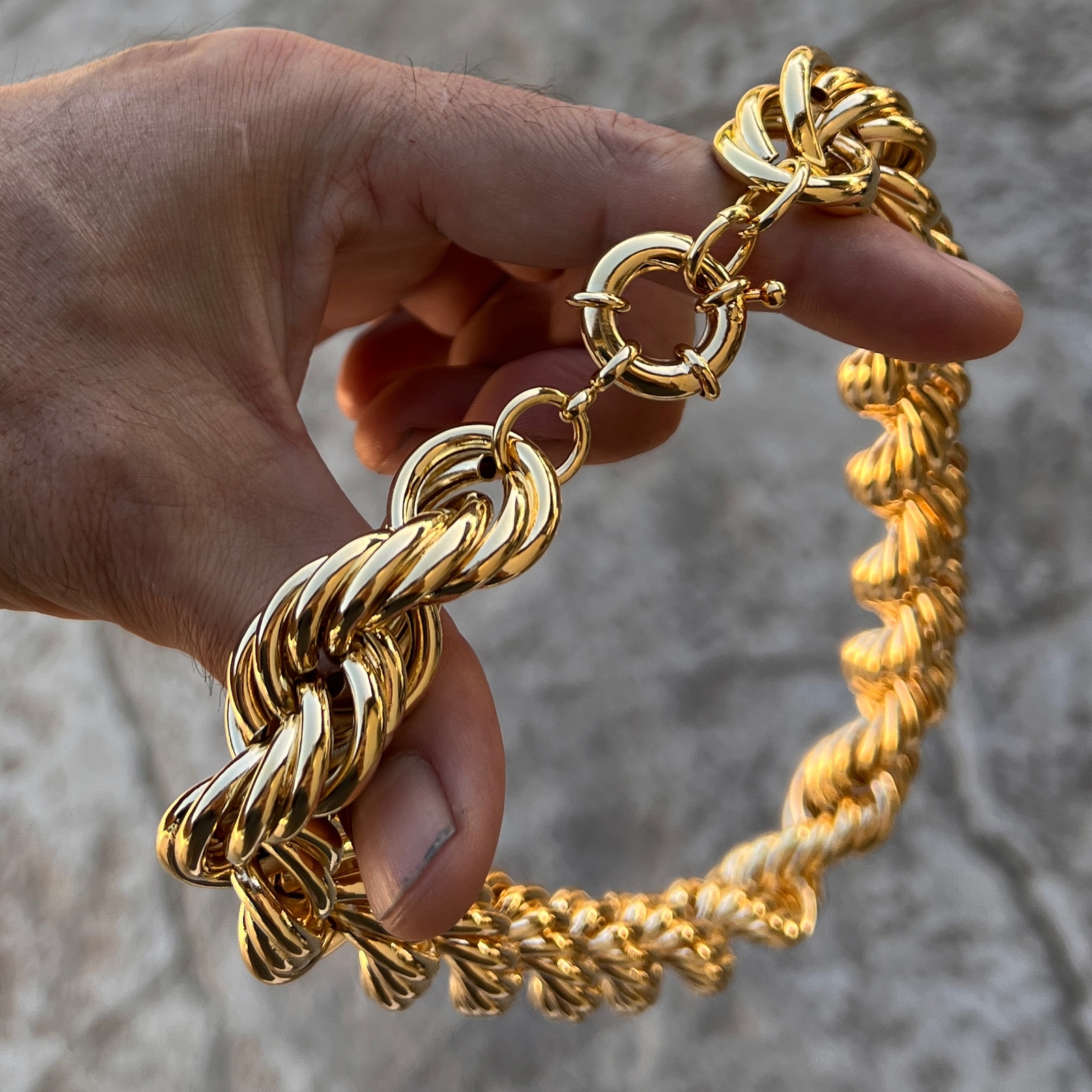 Mens 14k Gold Plated Chain Hollow Rope Big Dookie 20MM x 20″ Hip Hop Necklace
