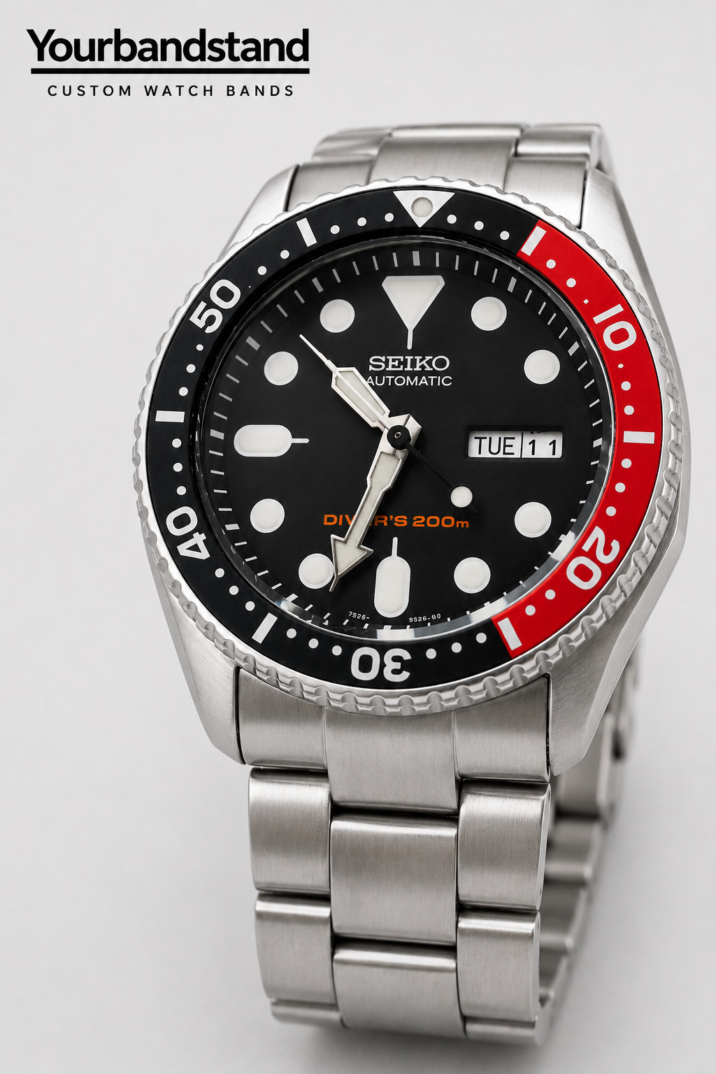 22mm CURVED STAINLESS STEEL OYSTER BRACELET FIT SEIKO 7S26,SKX007,SKX009,SKX011