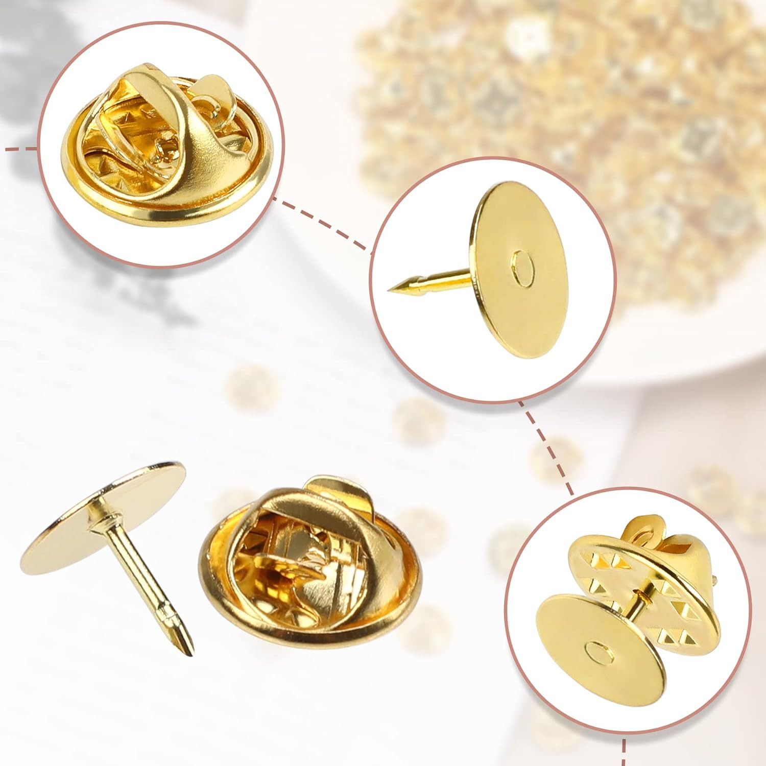 JANYUN 120 Pairs Butterfly Clutch Tie Tacks Pin Back Replacement with 8Mm Length