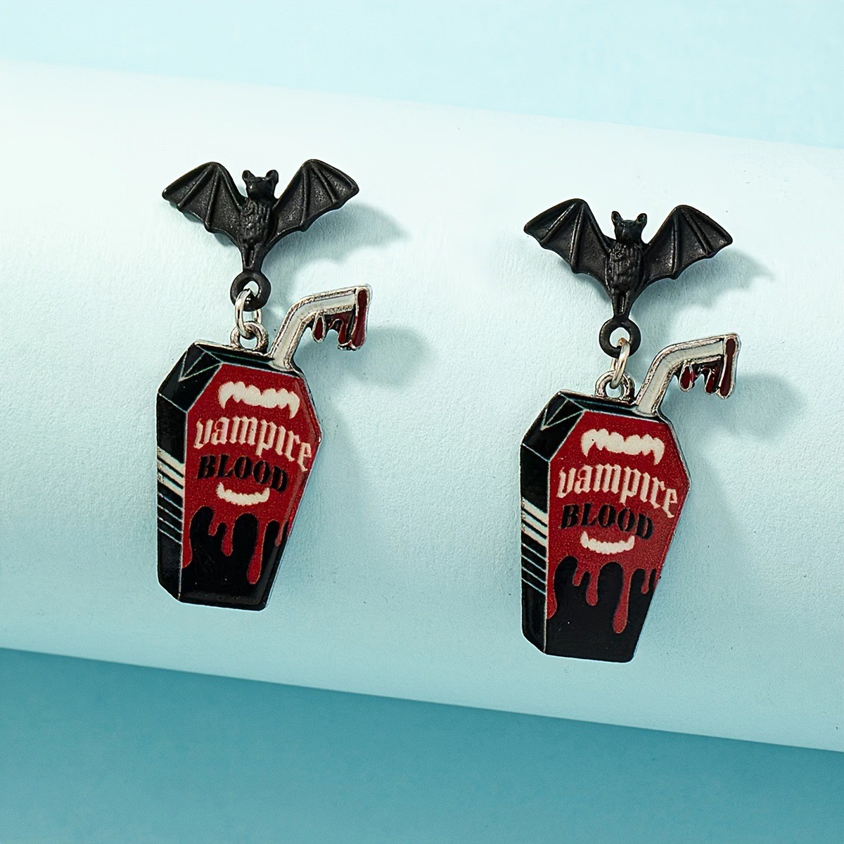 Halloween Bat Vampire Blood Punk Earrings 2Pcs Gothic Party Jewelry