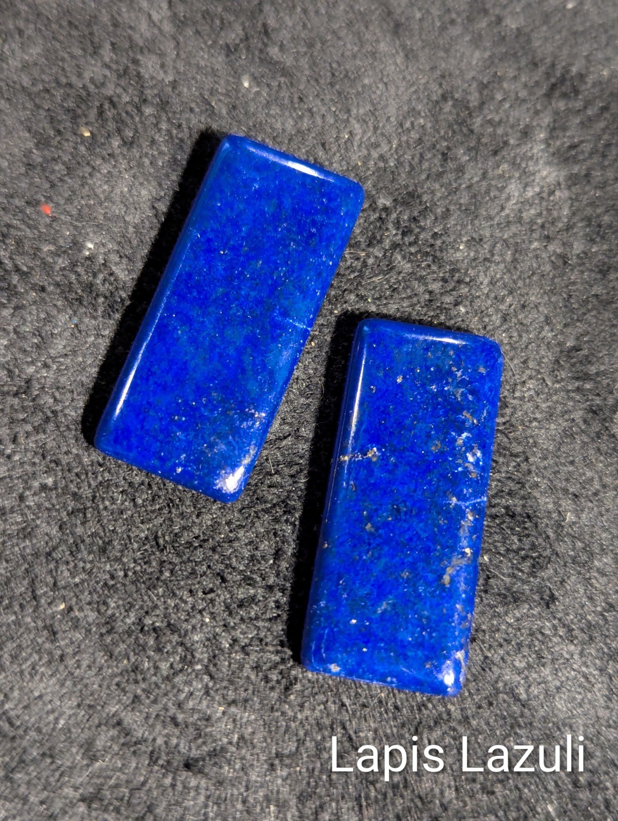 2 Blue Lapis Lazuli Polished Rectangular Cabochon Loose Gemstones