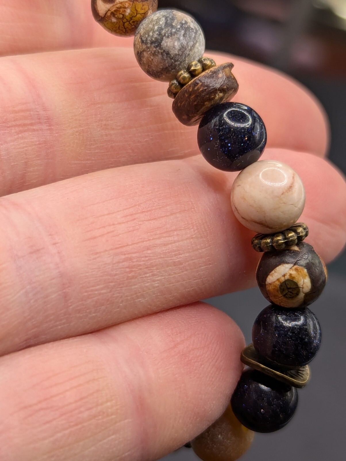 Women’s Turtle Boho Earthy Beaded Stretch Bracelet (16cm) Small Wrist