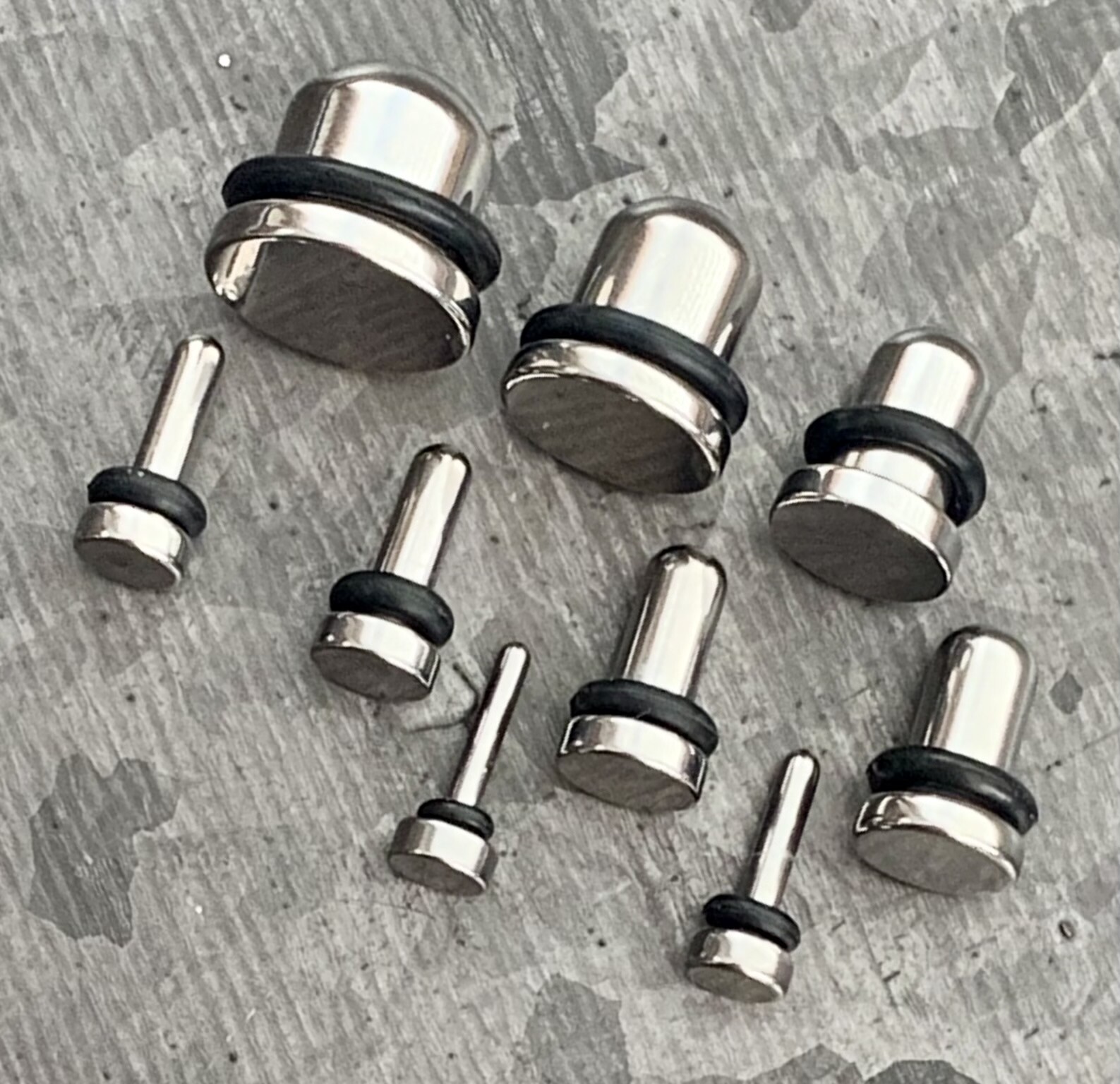 PAIR 316L Surgical Steel Bullet Flat Head Plugs Tunnels Gauges Body Jewelry