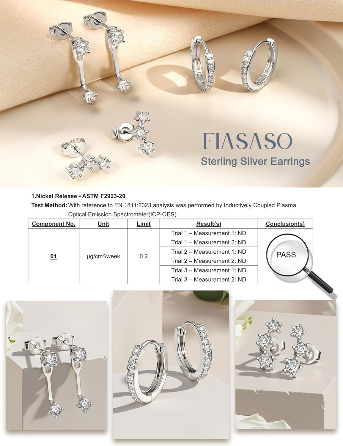 3 Pairs 925 Sterling Silver Hypoallergenic Earrings for Women Trendy – 14K Gold
