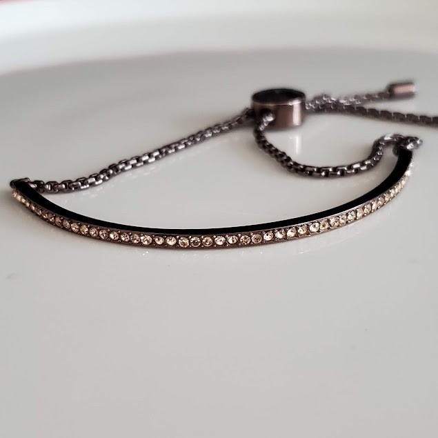 Michael Kors Rose Gold Pave Crystal Adjustable Slider Bolo Bracelet Designer