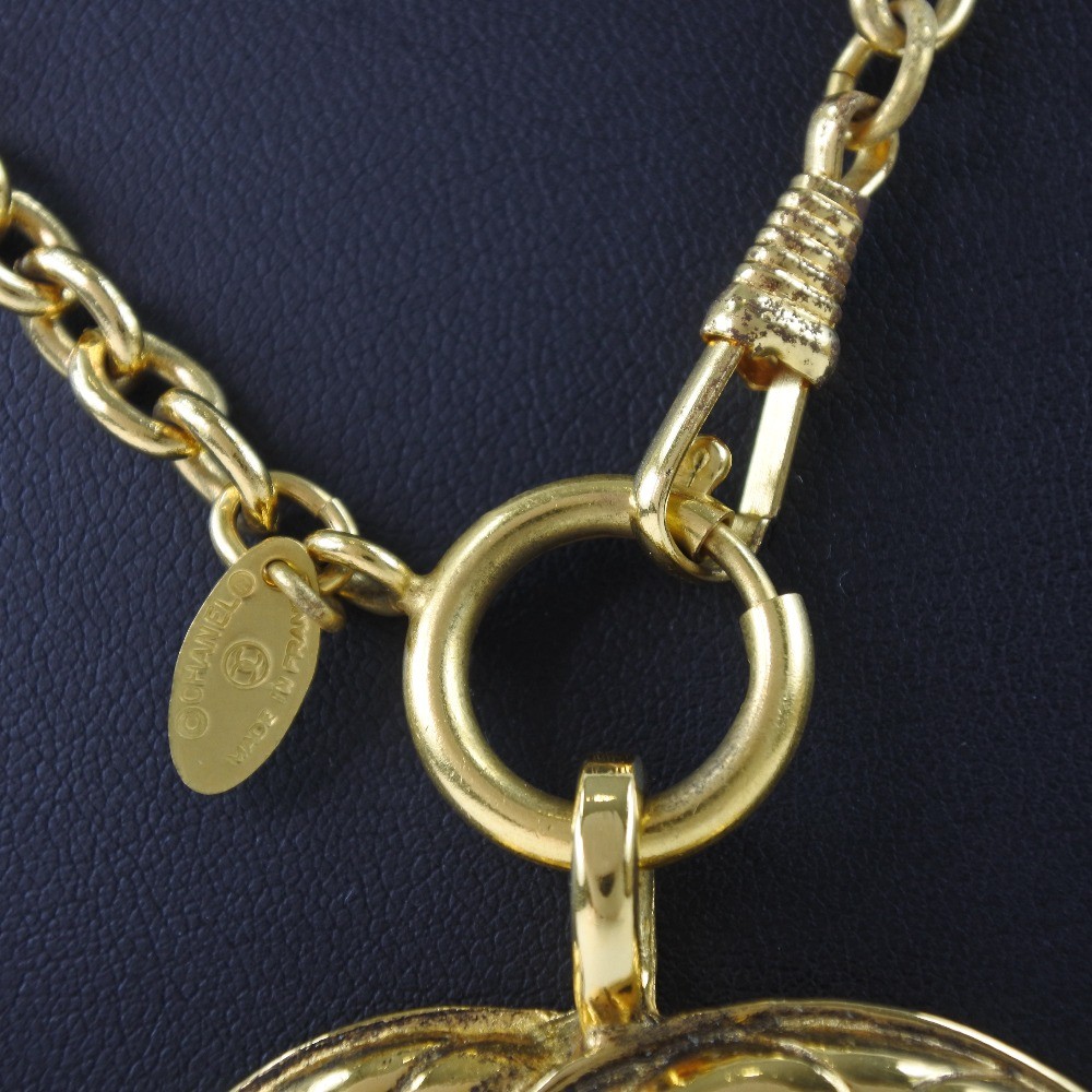 CHANEL COCO Mark Necklace Matelasse vintage gold Plated Gold 65.5g Women