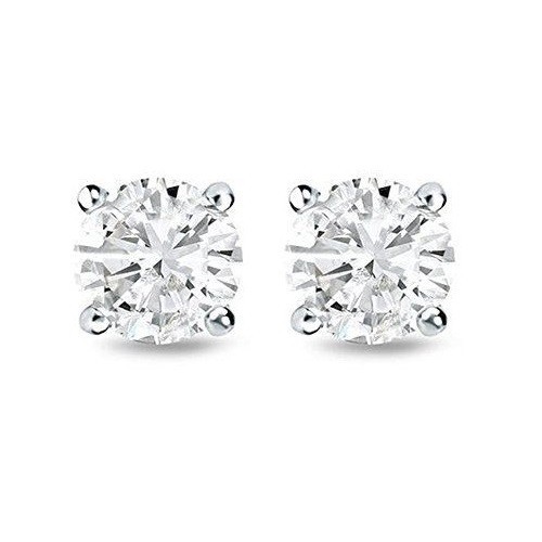 0.50 Ct Certified D VVS Lab Grown Diamond Round Stud Earings in 14k White Gold
