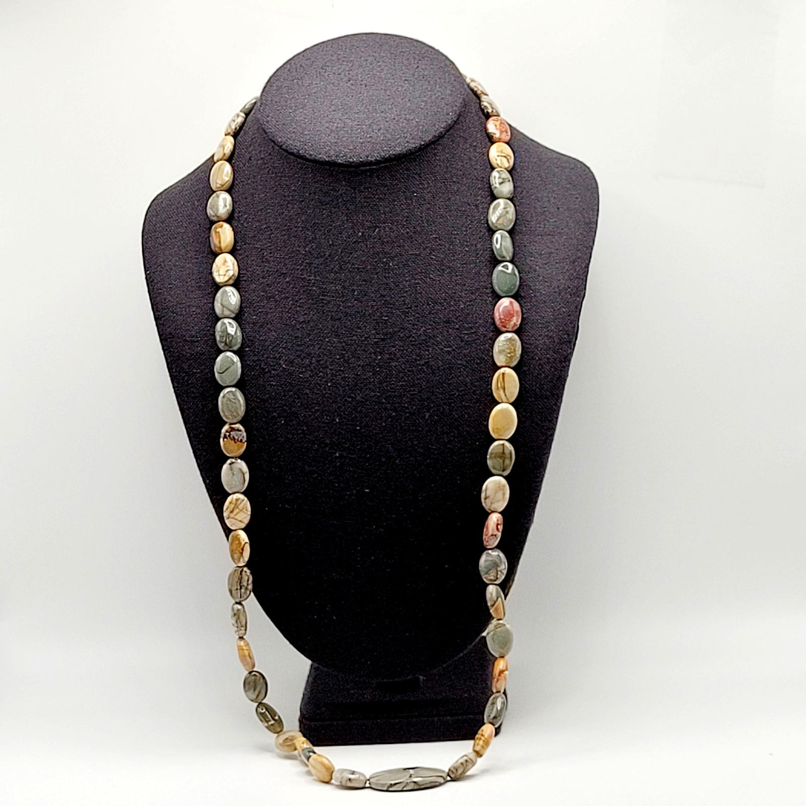 Artisan Picasso Jasper Bead Asymmetric Focal Stone Piccadilly Vtg Necklace 32 in