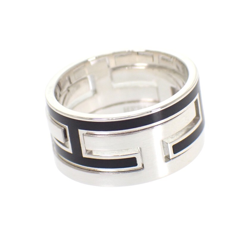 Hermes Move Ash Ring US6-6.25 Silver 925 Black #53 441604