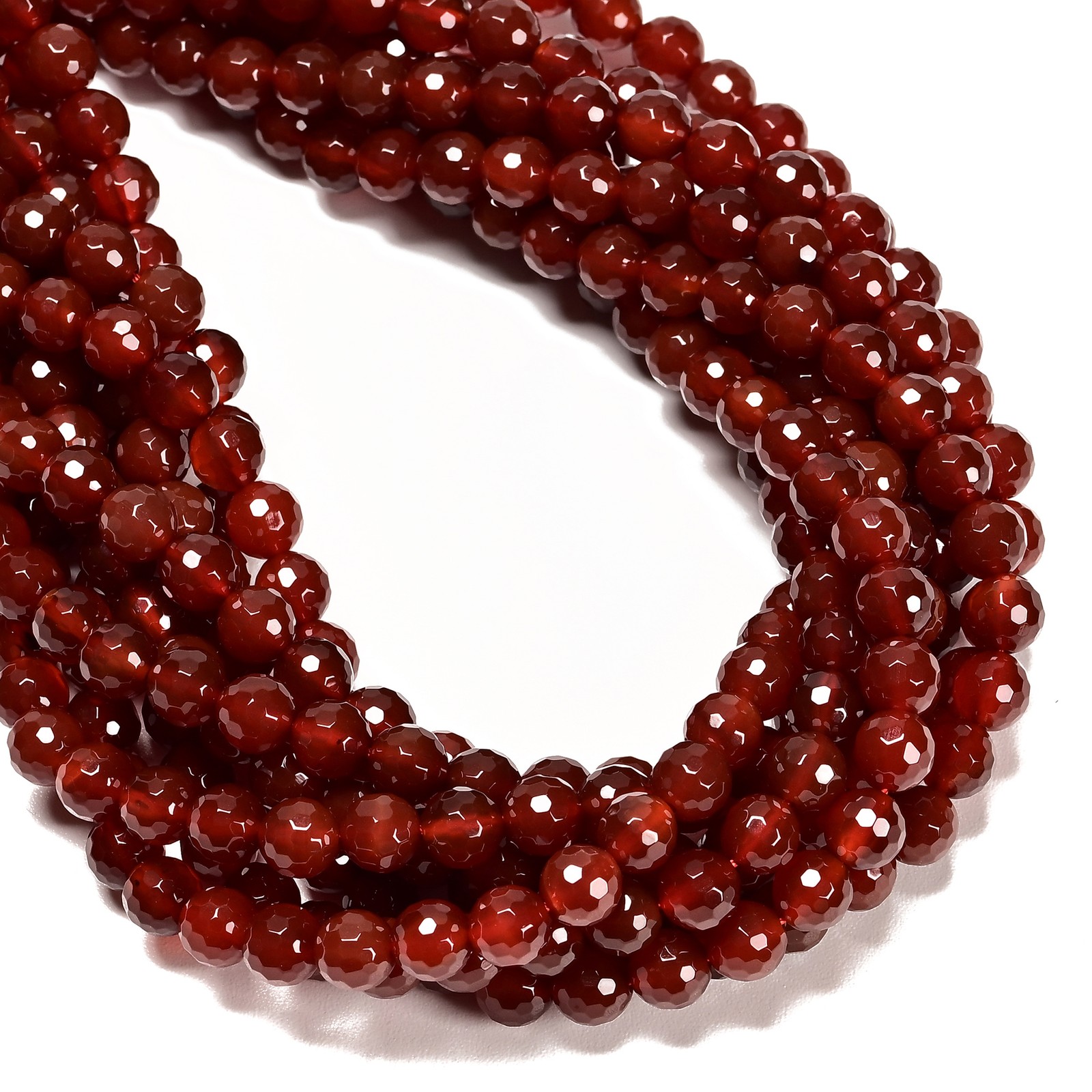 Carnelian Faceted Round Beads 4mm 6mm 8mm 10mm 12mm 15.5″ Strand