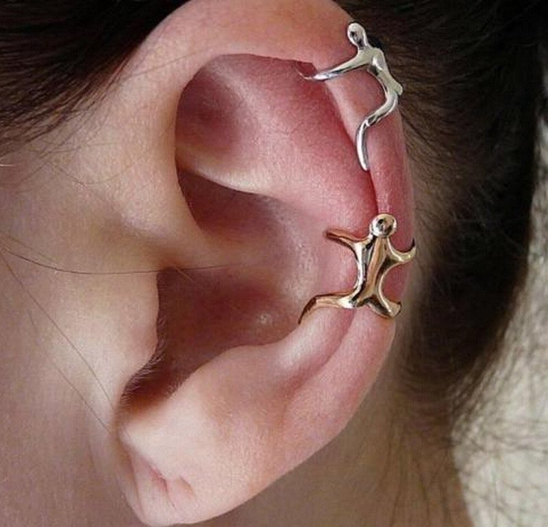 Hot Gold Plated Climbing Man Nake Climber Ear Cuff Helix Cartilage Earring Gift