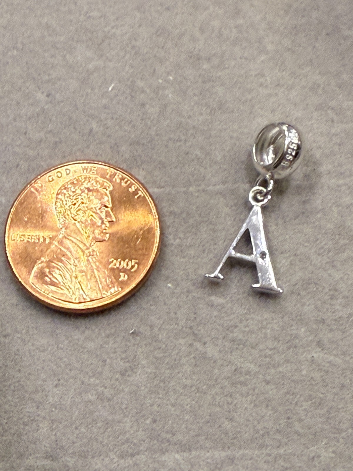 VTG Initial Block Letter Alphabet A Dangle Bead Silver 925 Charm Pendant 3193