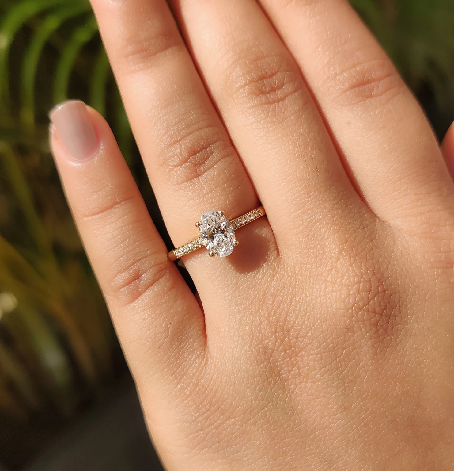 2.1Ct Oval Cut EF-VS1 Lab Grown Diamond Hidden Halo Wedding Ring 14K Yellow Gold