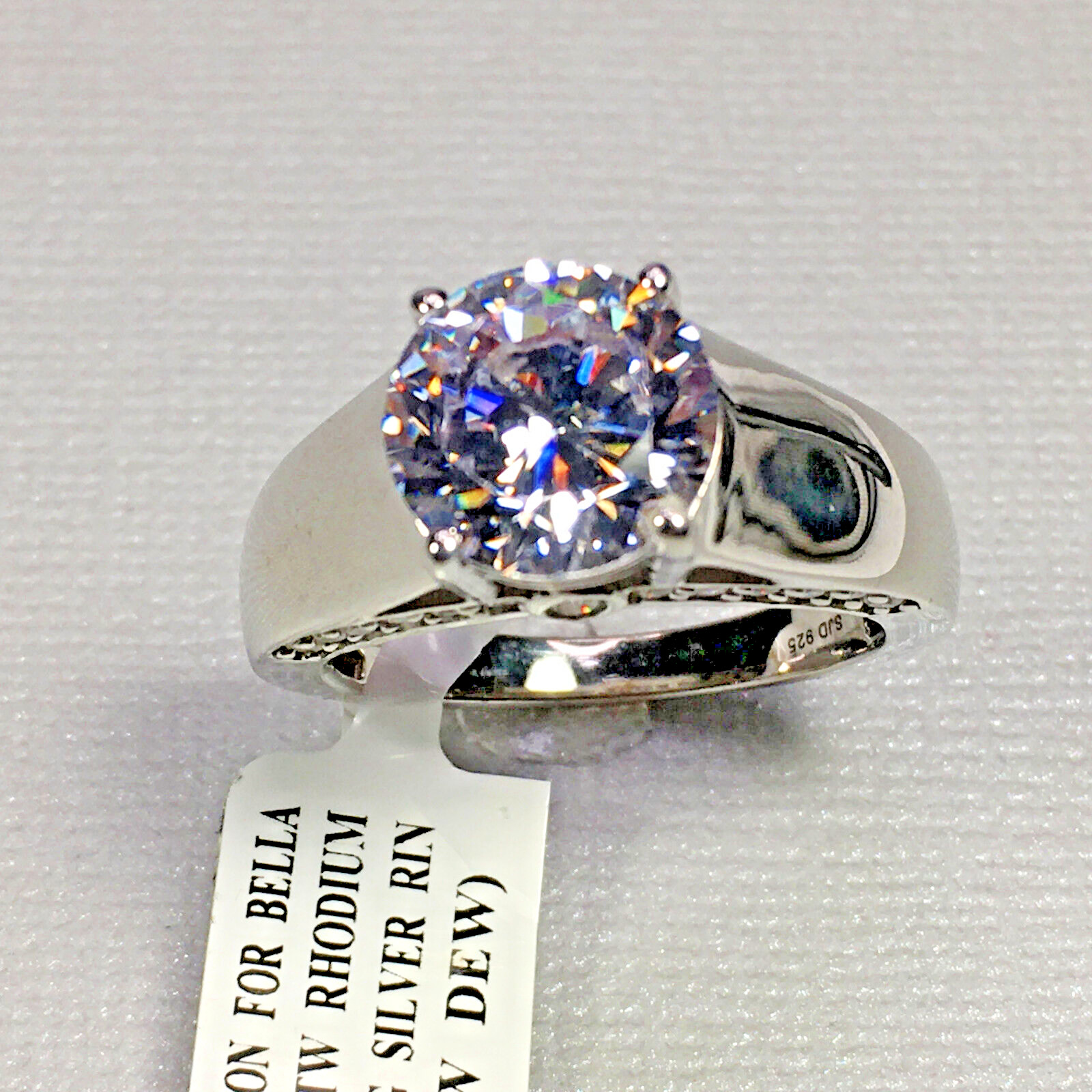 CHARLES WINSTON BELLA LUCE 7.83 CTW ZIRCONIA RHODIUM OVER STERLING RING SIZE 9