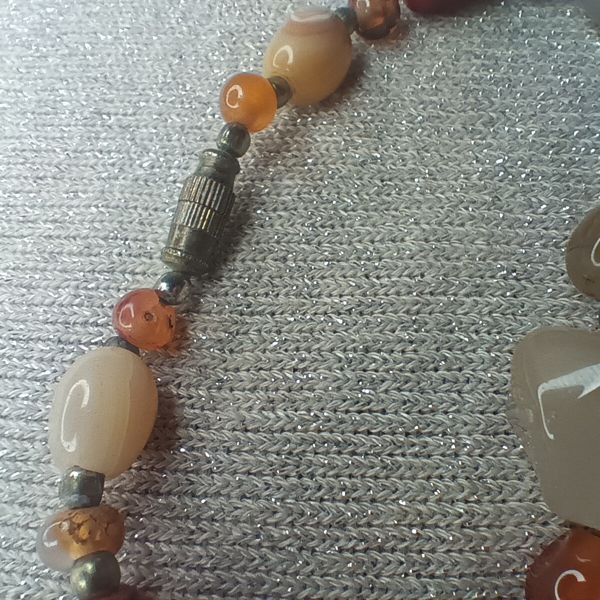 Vtg Natural Stone Beggars Necklace Boho Hippie Earthy Statement 24″ 93g