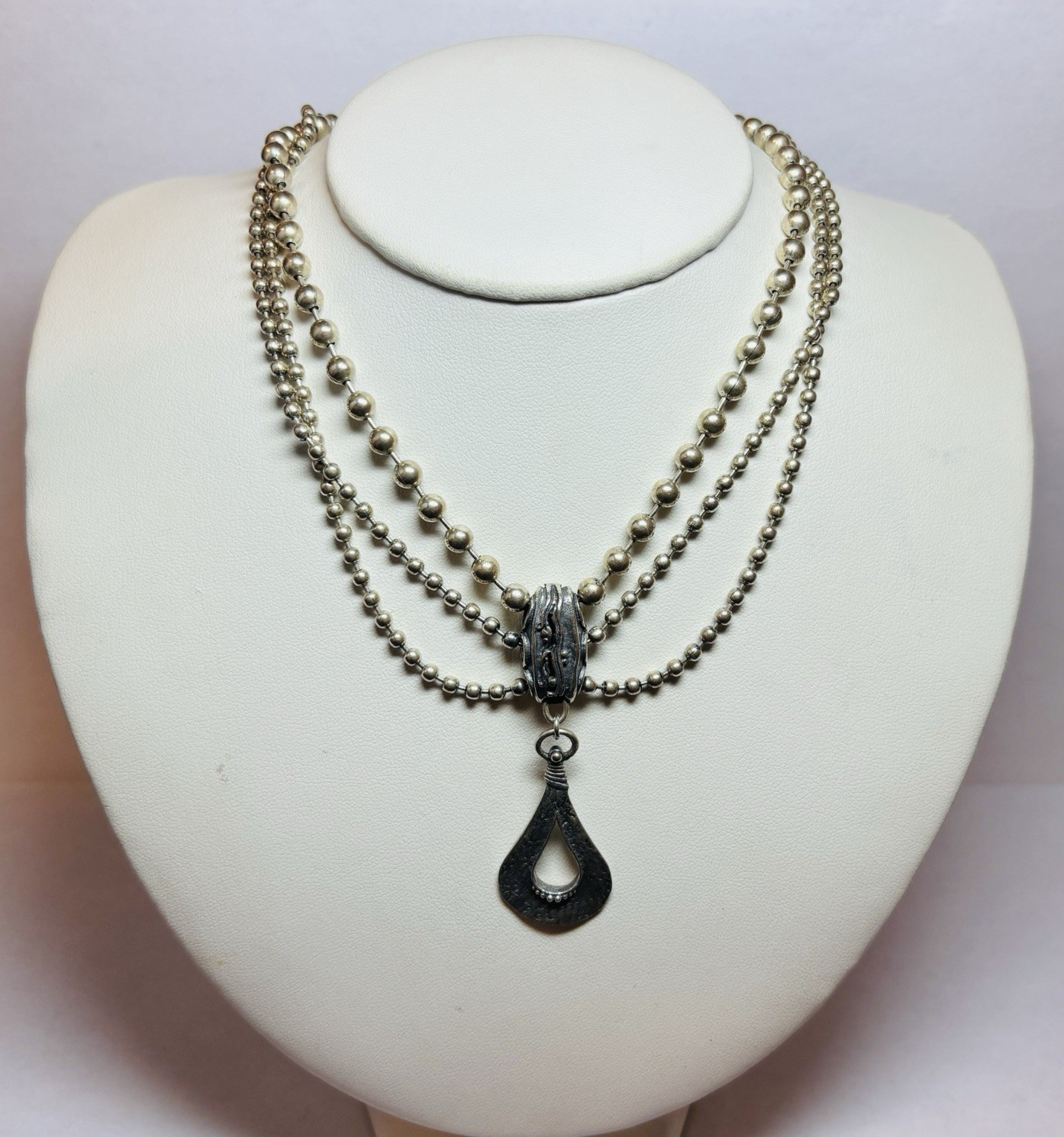 Silpada Sterling 925 Silver Multi Strand Beaded Necklace 15 in
