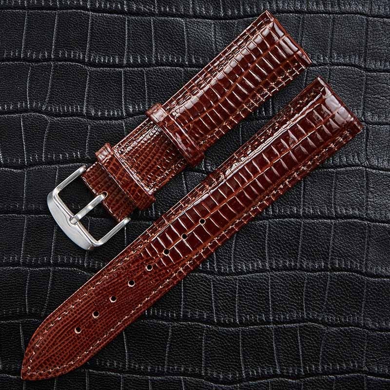 Leather Watch Strap Lizard Pattern Pin Buckle 12mm 14mm 16mm 18mm 20mm