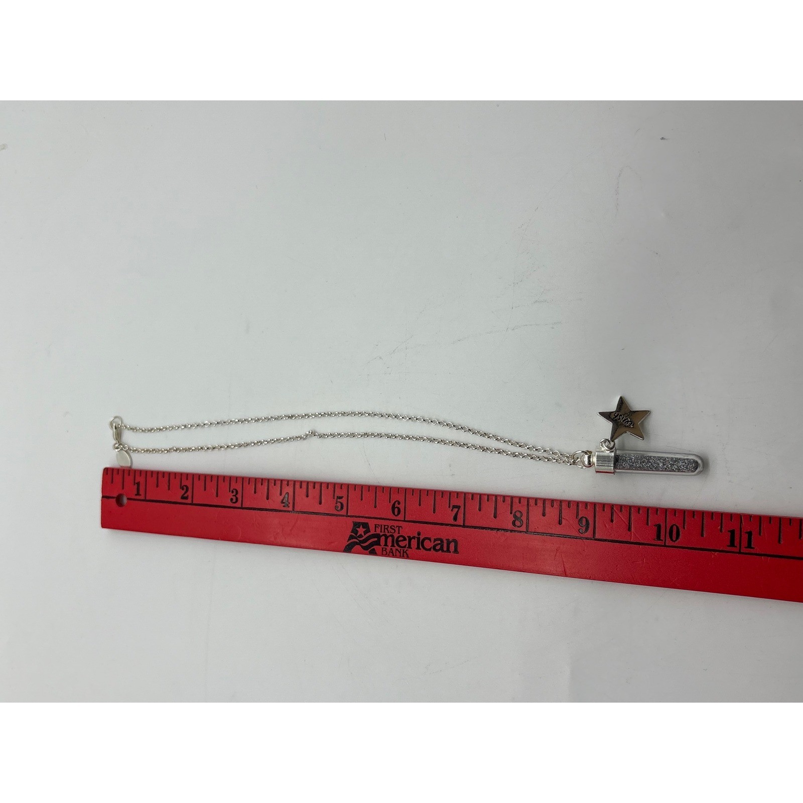 Fairy Dust Silver Tone Bottle of Silver Glitter Star Wish Fantasy Necklace J308
