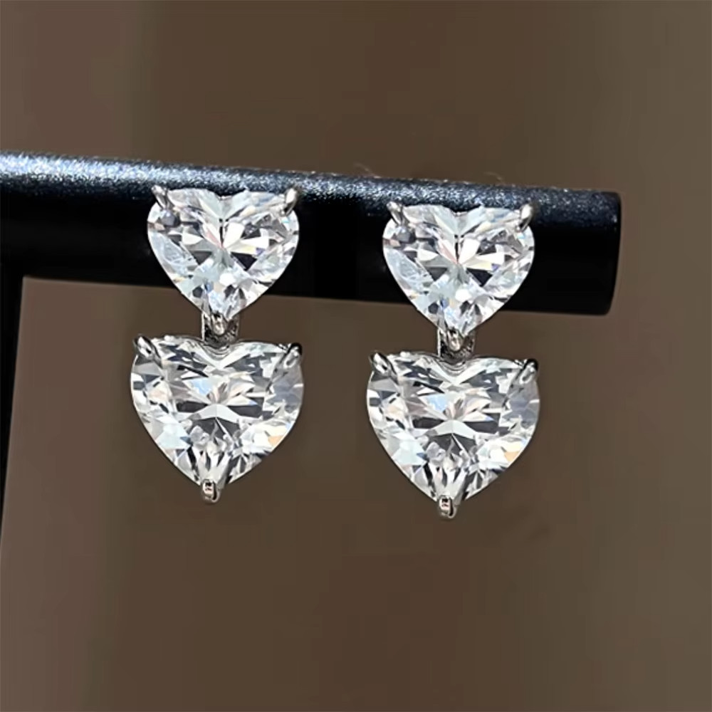 3Ct Heart Cut Moissanite Drop Earrings 925 Sterling Silver GRA Certified Gift