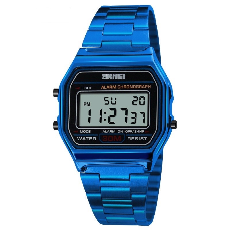 Men’s Watch Classic Digital Dial Stainless Steel Bracelet A158W-1 A168W-SKMEİ