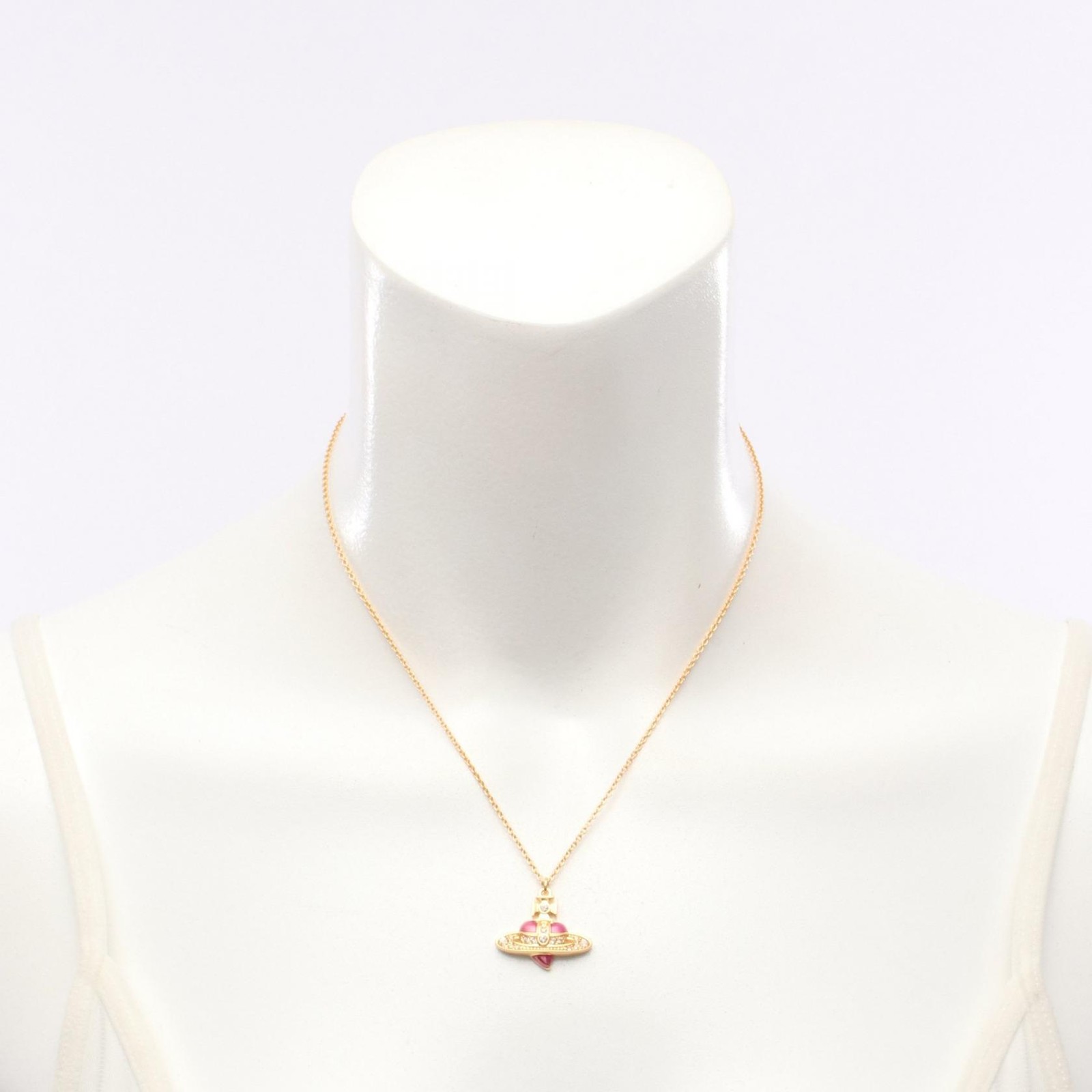 Vivienne Westwood DIAMANTE HEART Necklace Pendant Gold Plated Rhinestone NEW