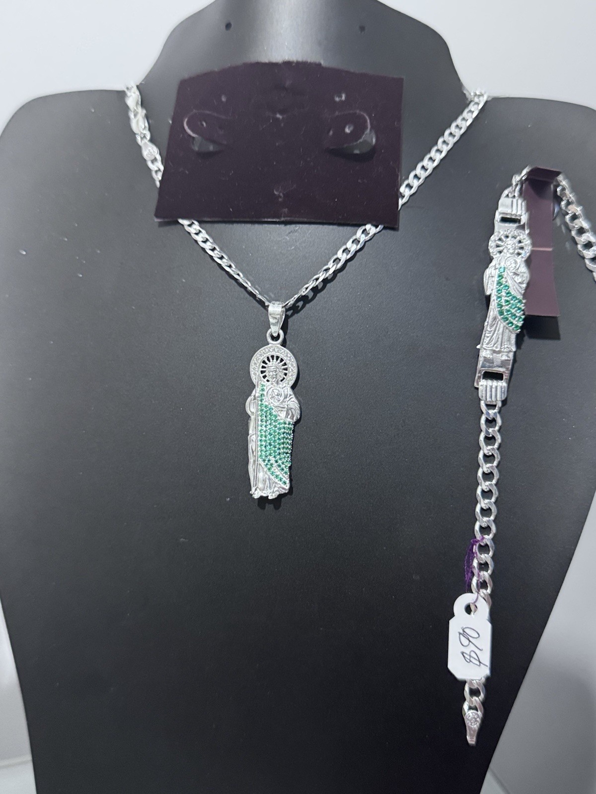 Elegante Y Moderno Set Para Hombre, Cadena Y Pulsera De San Judas Tadeo.