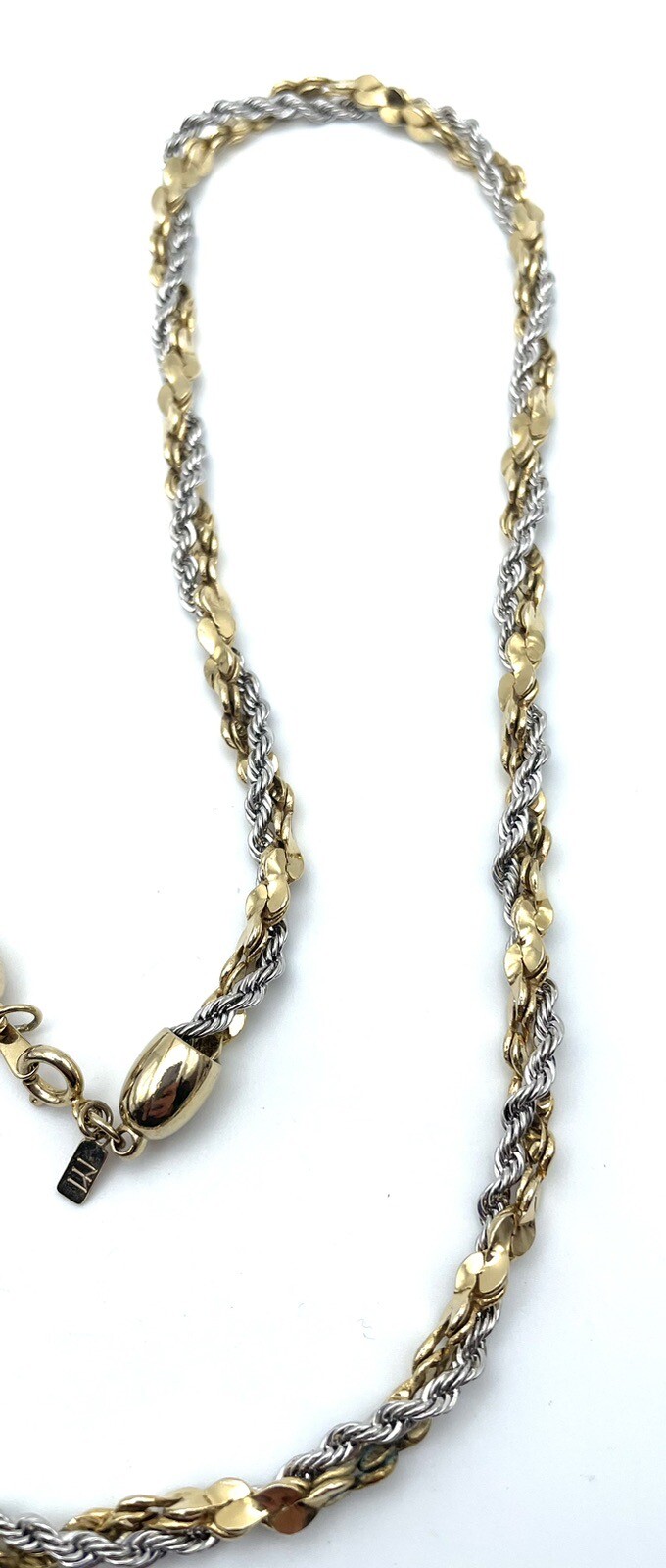 Modern Jewelry Company Unique Two Tone Chain Twist 30” VTG **