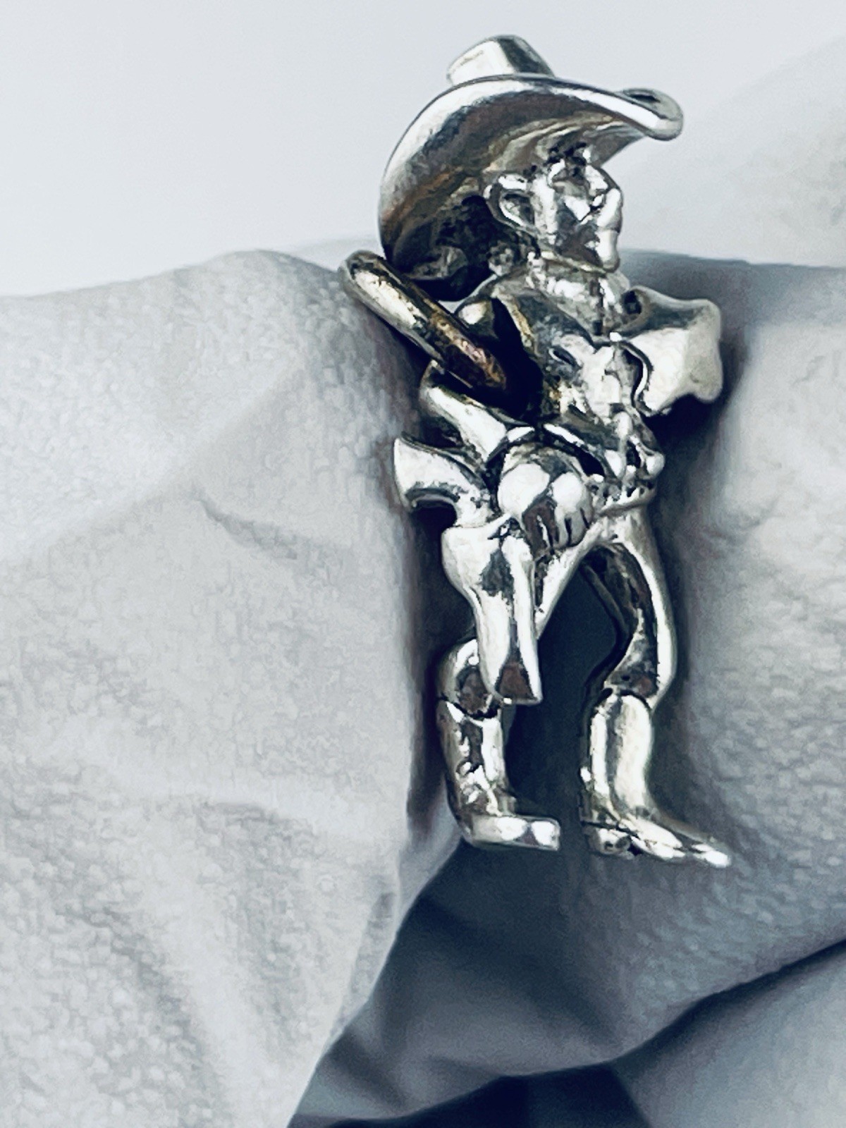 Sterling Silver SHERIFF BRACELET CHARM 3D Wild West (dimensions In Description)