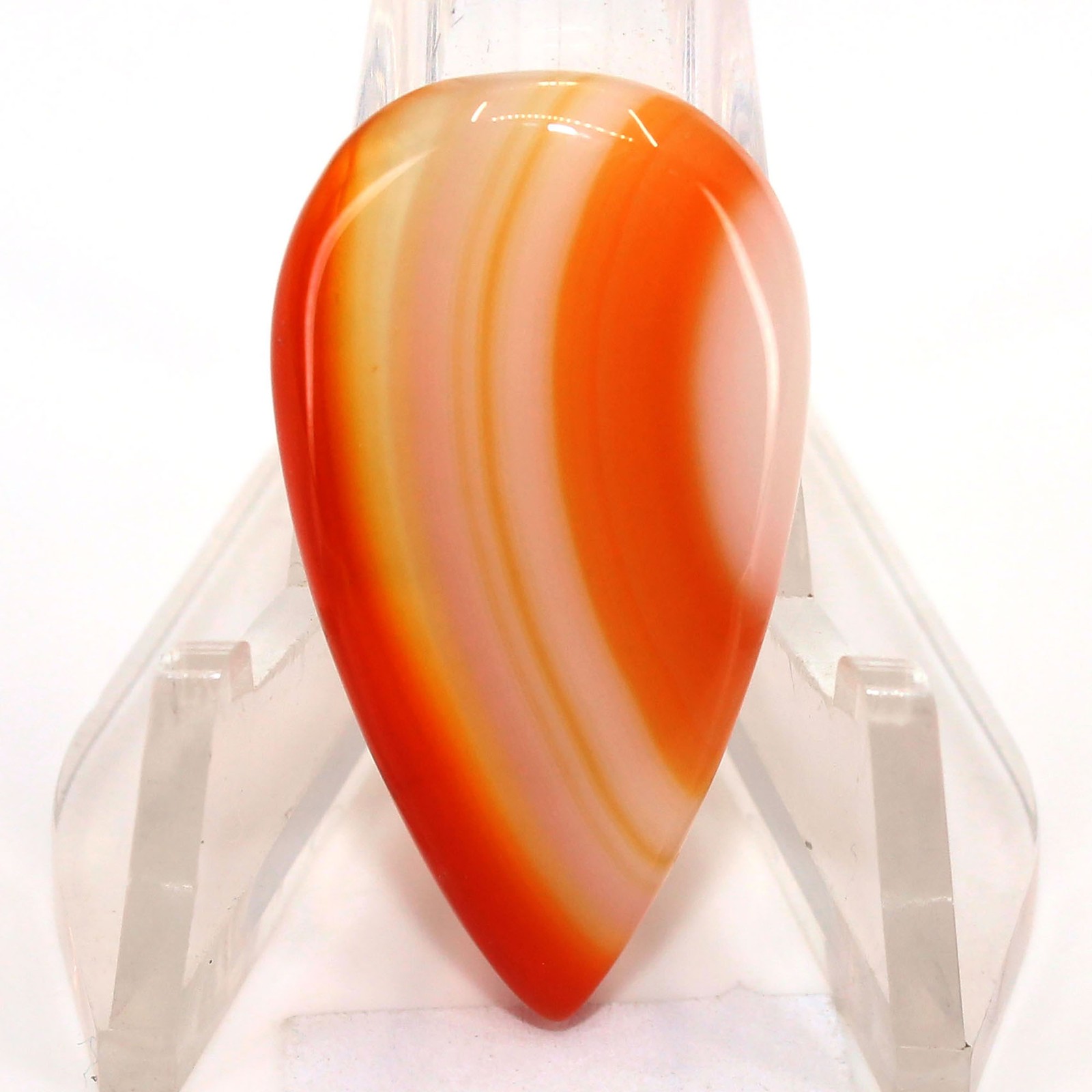 20.00Ct Natural Banded Carnelian Agate Pear Cabochon Loose Gemstone 30x16x4mm