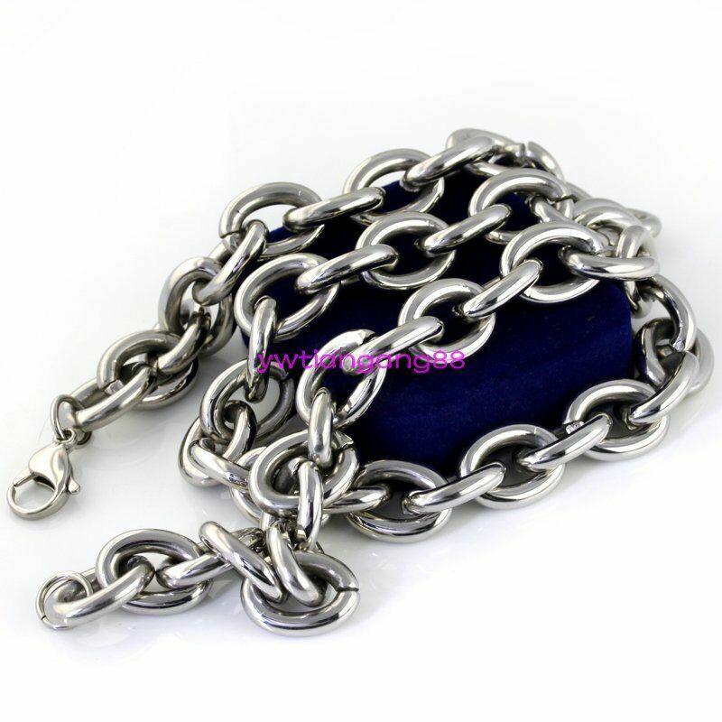 7″-40″ Heavy Huge Men’s 316L Stainless Steel Silver Big O Link Chain Necklace