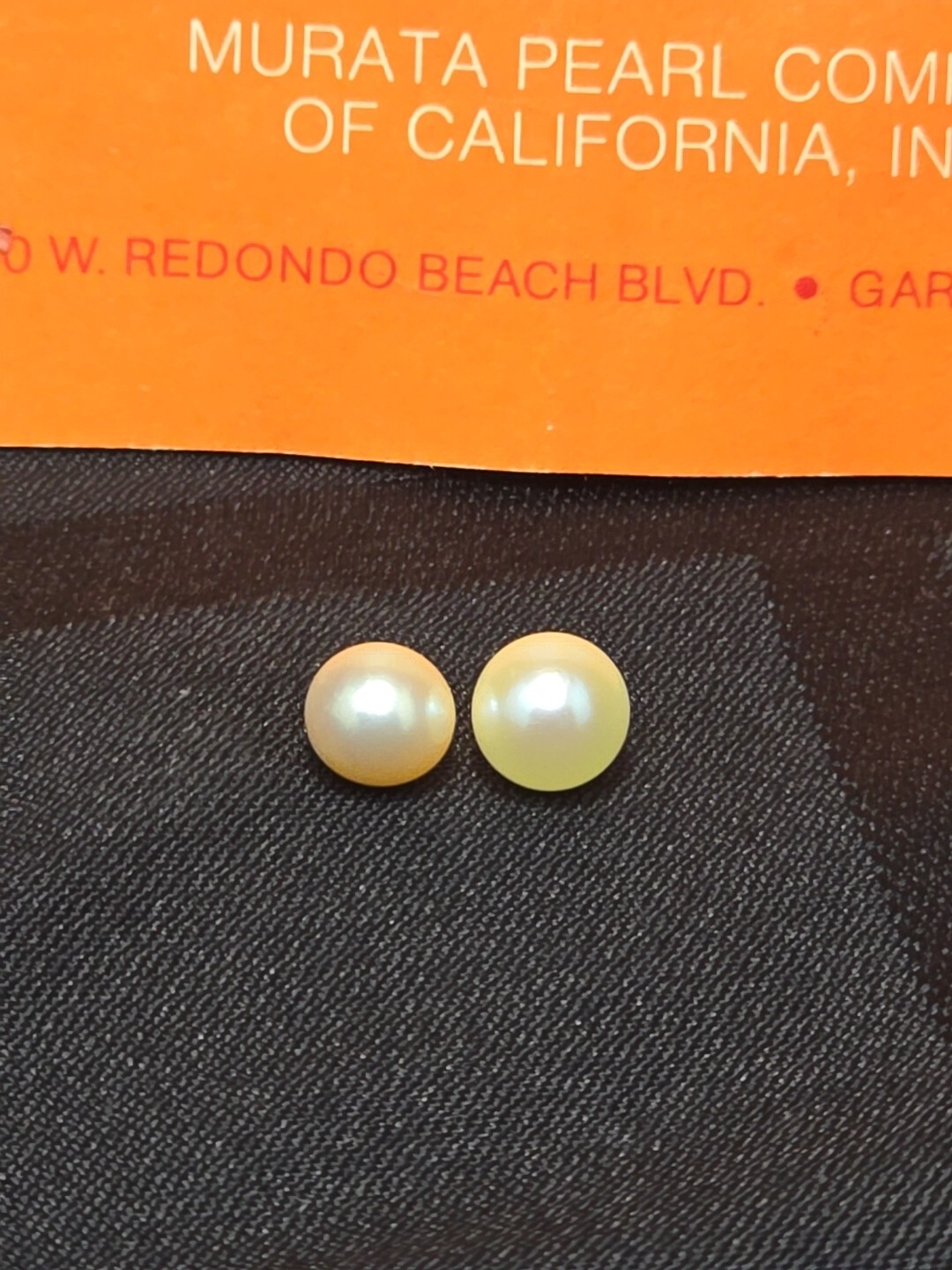 ⚪️Vintage MURATA (2) Loose Pearls 8.22mm/7.44mm Peach/Ivory GENUINE/NO HOLES
