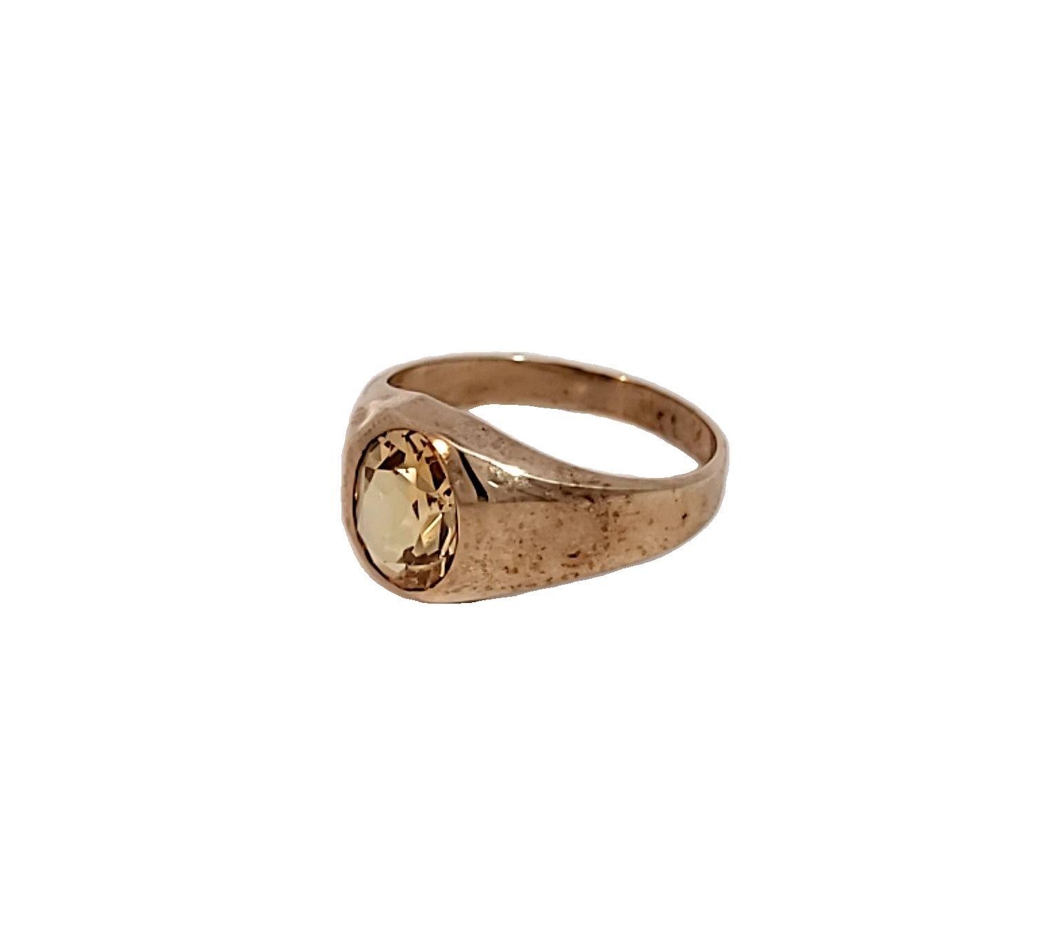 Gents 10K yellow gold gypsy set Citrine Ring size 10.5 R153