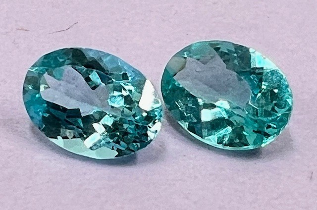 x2 Loose Oval Cut Faceted Blue Apatite Stones – Free Ship