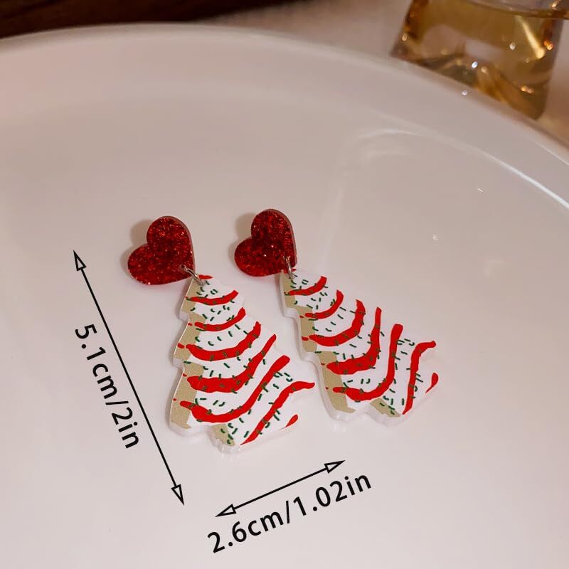 Christmas Tree Earrings Acrylic Christmas Holiday Earrings Colourful F