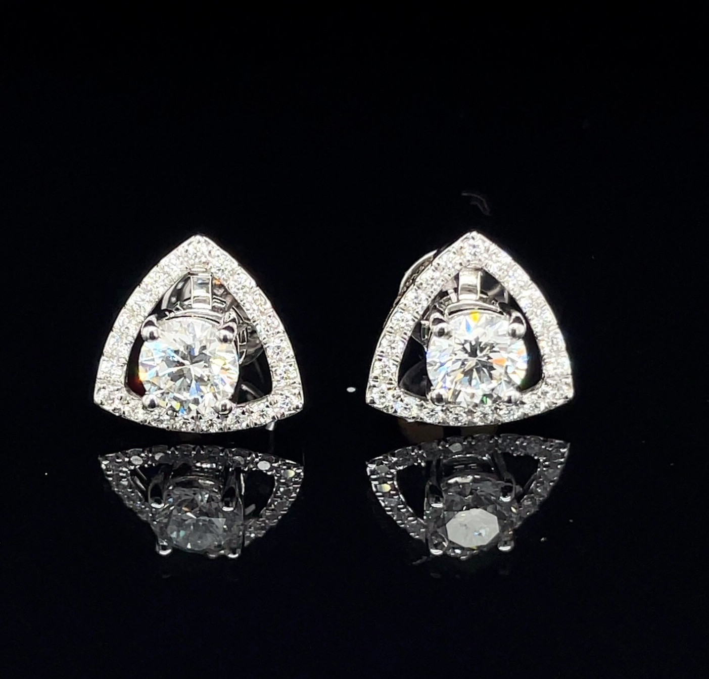 Convertible Lab Grown Diamond Changeable Stud Earrings – 10K White Gold Danglers