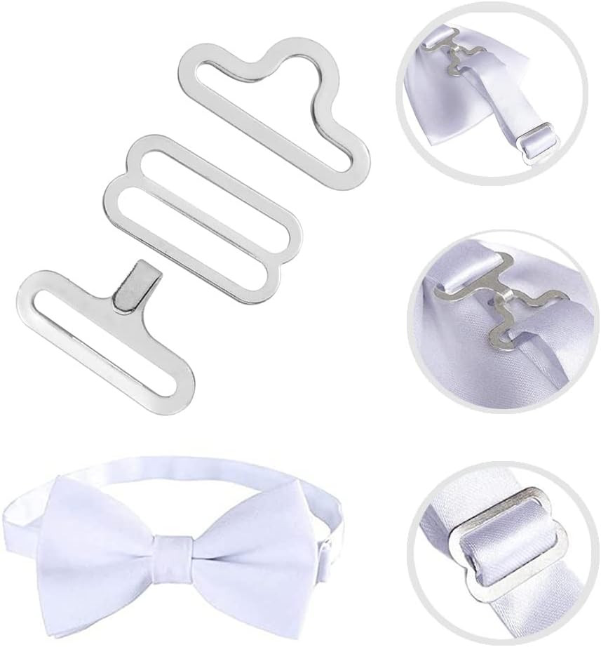 50 Sets Adjustable Bow Tie Hardware Clip Set, Metal Cravat Clip Hook Fastener fo