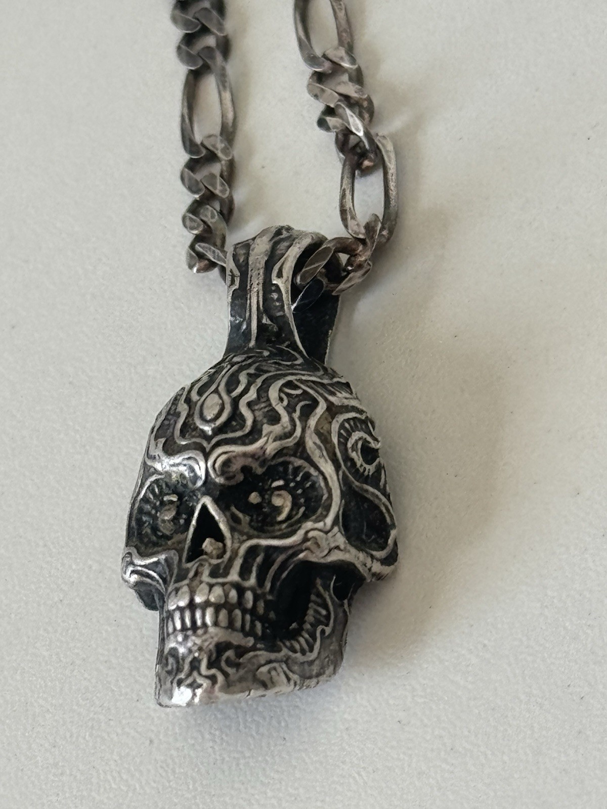 William Henry Cristobal Skull Sterling Silver Pendant Necklace/Chain Italy #11