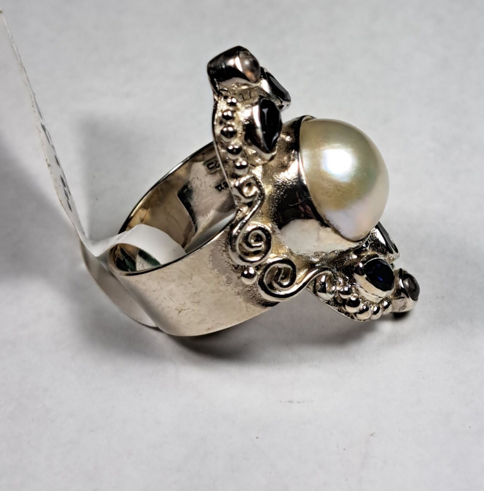 SAJEN Sterling Silver White Mabe Pearl Iolite Moonstone Ring 6 7 8 10 NEW