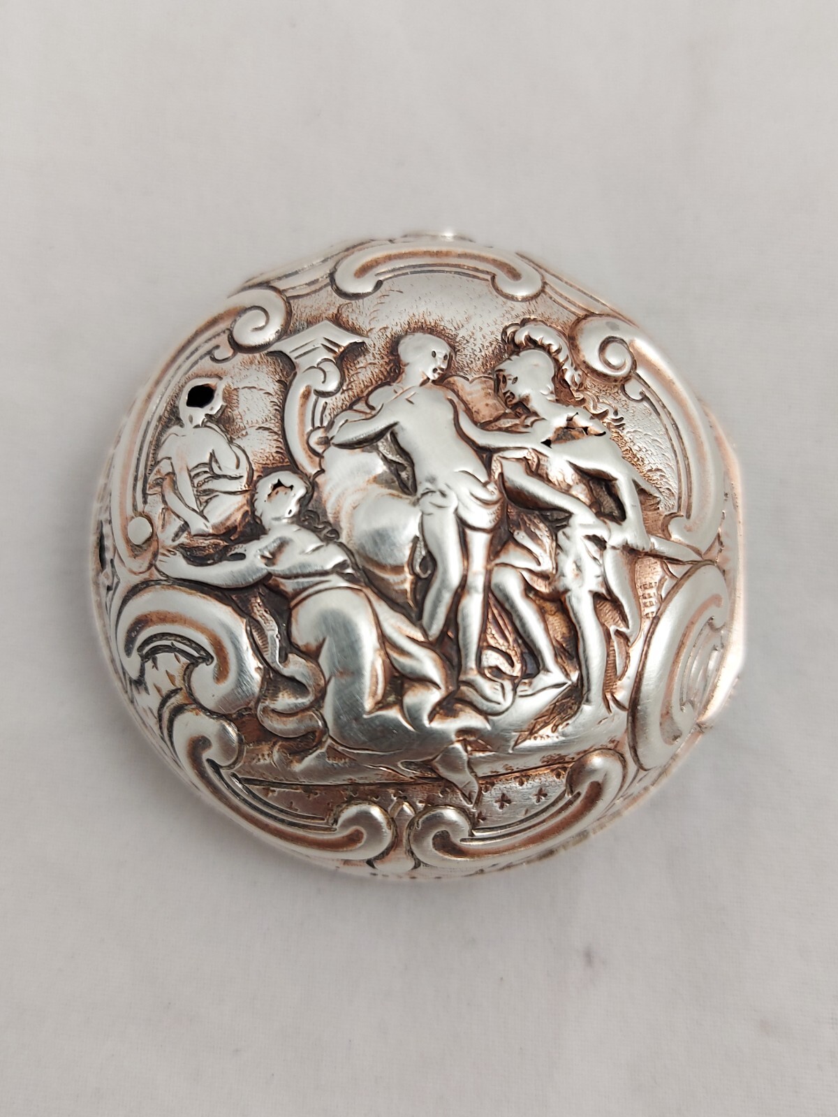 Antique Silver Repousse Verge Fusee Pocket Watch Only Case